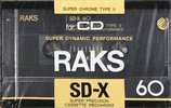 Compact Cassette RAKS SD-X 60 Type II Chrome 1990 Europe