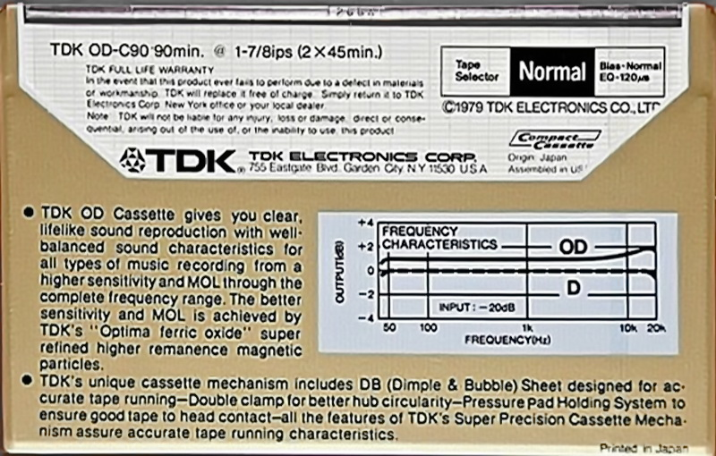 Compact Cassette TDK OD 90 Type I Normal 1979 USA