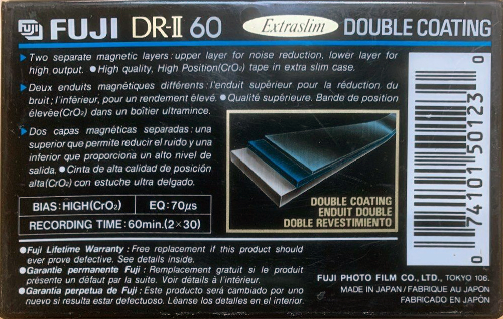 Compact Cassette Fuji DR-II 60 Type II Chrome 1993 North America