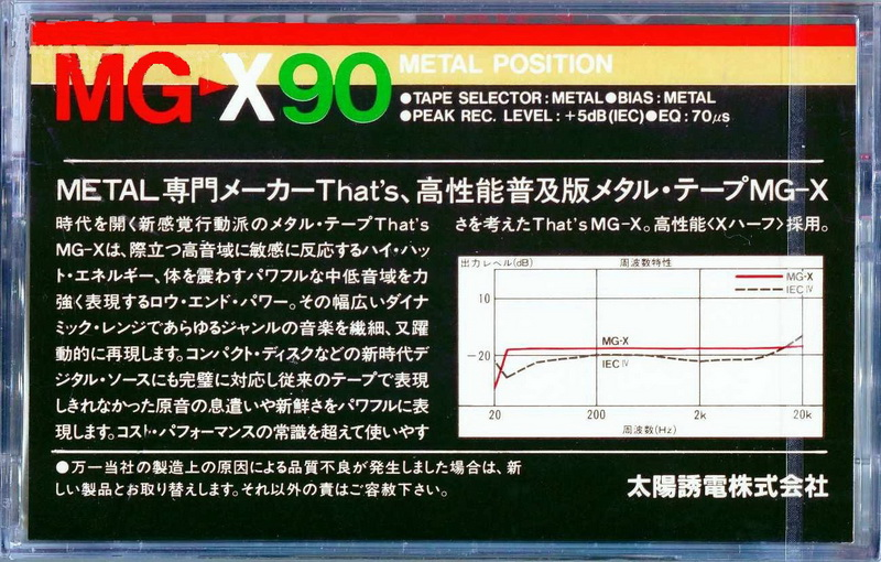 Compact Cassette Thats MG-X 90 Type IV Metal 1984 Japan