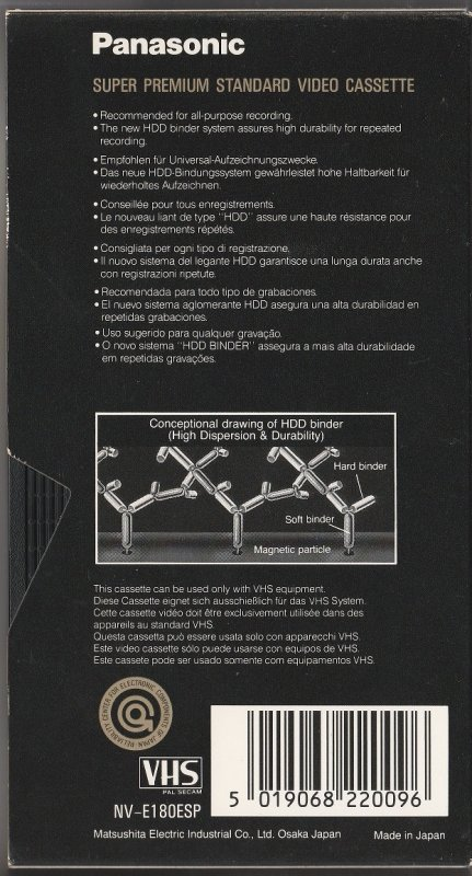 VHS, Video Home System: Matsushita Panasonic - SP 180