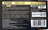 Compact Cassette TDK MA-X 90 Type IV Metal 1988 Australia, Europe