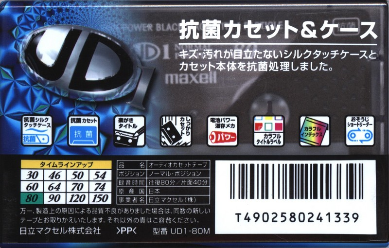 Compact Cassette Maxell UDI / UD1 80 "UD1-80M" Type I Normal 1999 Japan