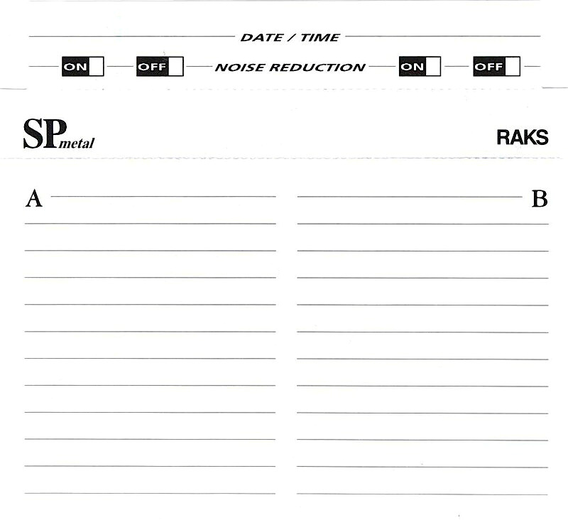 Compact Cassette RAKS SP Metal 100 Type IV Metal 1996 Europe