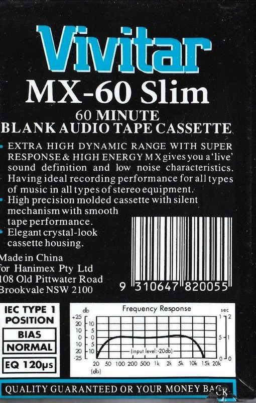 Compact Cassette Vivitar 60 "MX" Type I Normal UK