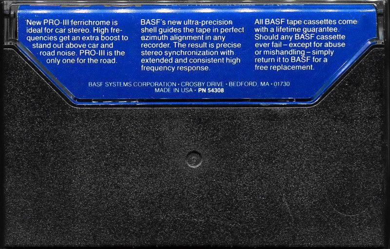 Compact Cassette BASF Professional III 60 Type III Ferro Chrome 1980 USA