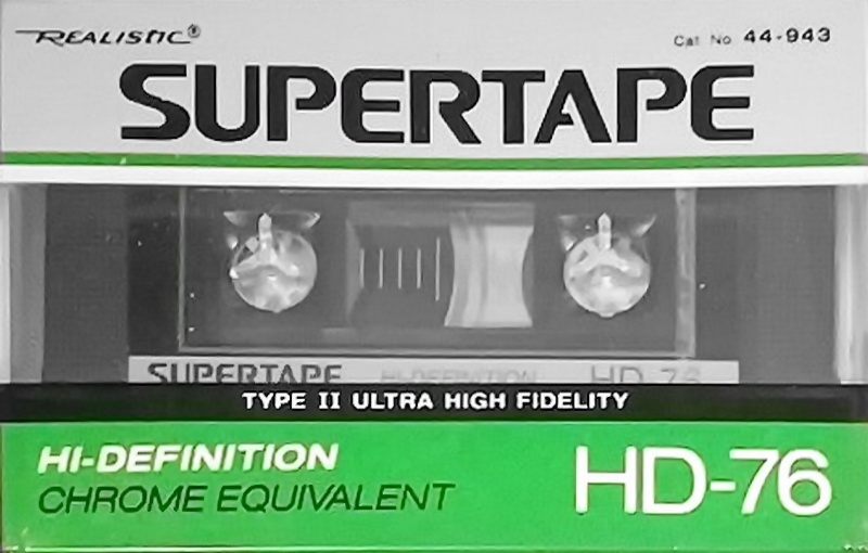 Compact Cassette SUPERTAPE HD 76 "44-943" Type II Chrome 1988 USA