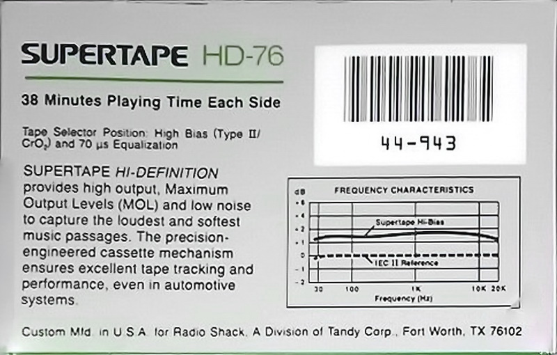 Compact Cassette: Unknown SUPERTAPE - HD 76