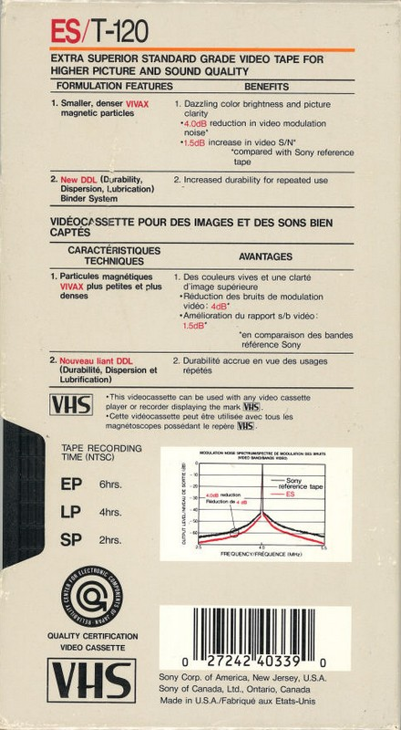 VHS, Video Home System: Sony  - ES 120