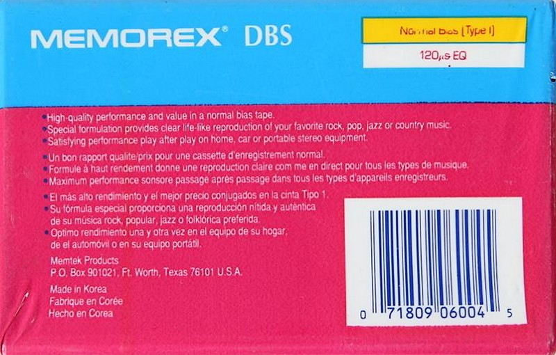 Compact Cassette: Memorex  - dBS 90