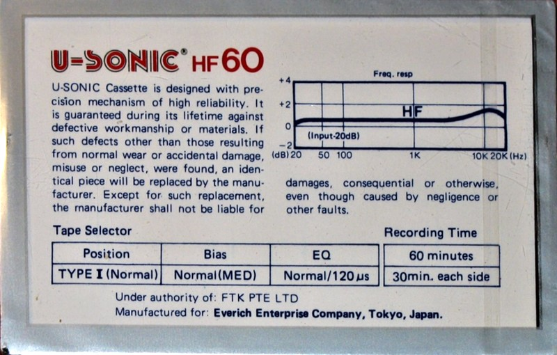 Compact Cassette U-Sonic 60 Type I Normal Japan