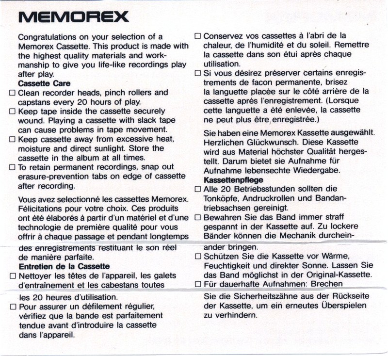 Compact Cassette: Memorex  - HB 90