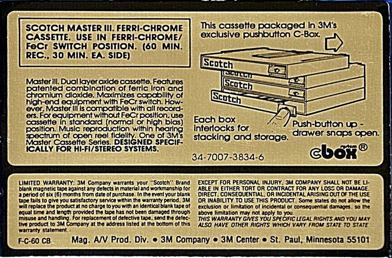 Compact Cassette: 3M Scotch - Master III 60