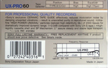 Compact Cassette Sony UX-Pro 60 Type II Chrome 1986 USA