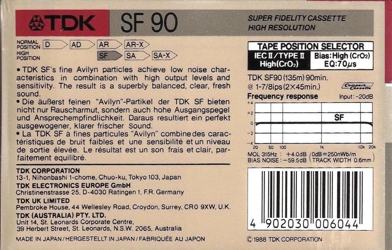 Compact Cassette: TDK  - SF 90