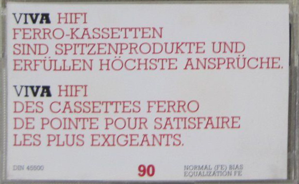 Compact Cassette VIVA HIFI Ferro 90 Type I Normal 1985 France, Germany