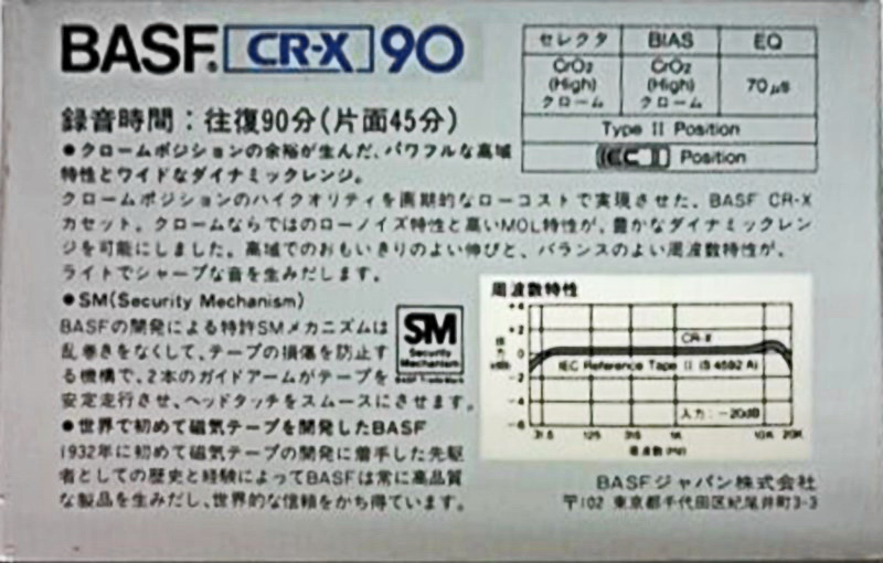 Compact Cassette BASF CR-X 90 Type II Chrome 1982 Japan