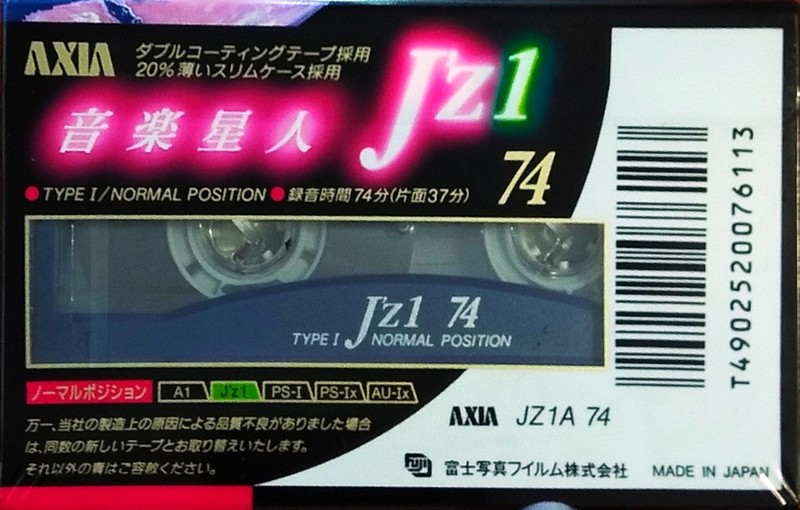 Compact Cassette AXIA J`z 1 74 "JZ1A 74" Type I Normal 1992 Japan