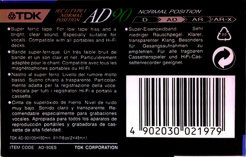 Compact Cassette: TDK  - AD 90