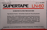 Compact Cassette SUPERTAPE LN 60 "44-602" Type I Normal 1988 USA