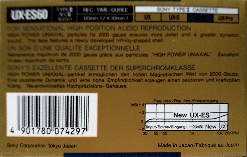 Compact Cassette Sony UX-ES 60 Type II Chrome 1988 Europe