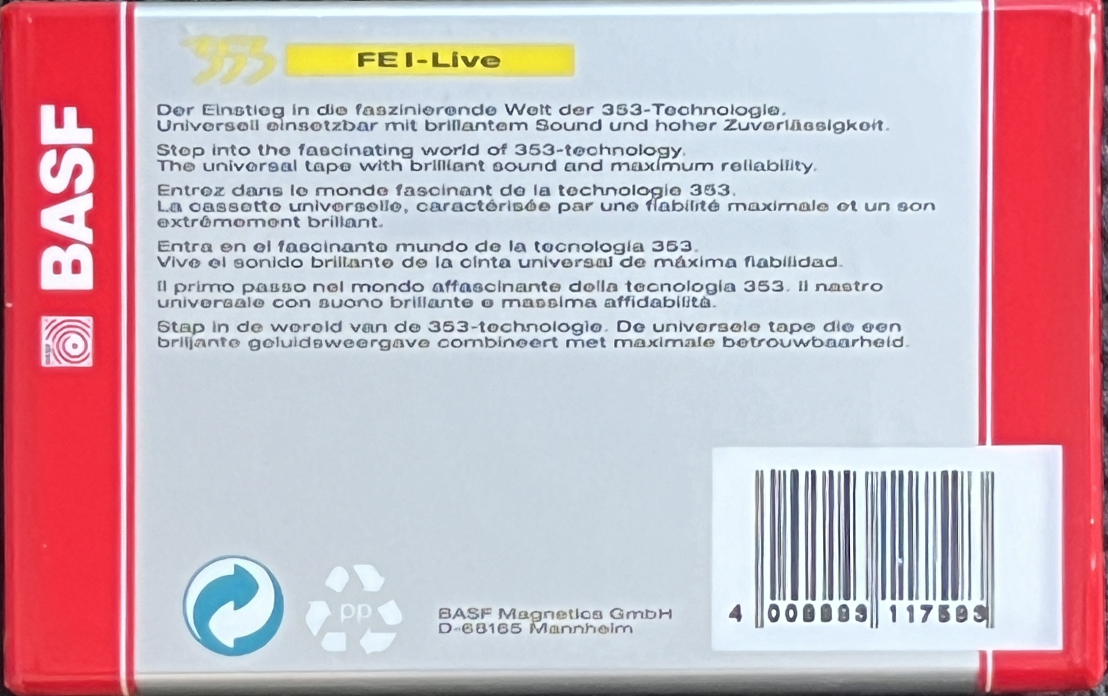 Compact Cassette: BASF  - FE I-Live 90