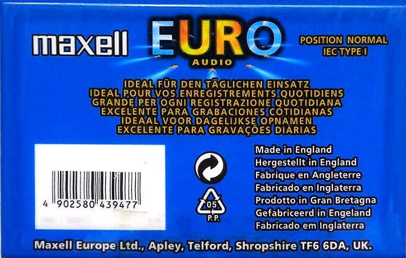 Compact Cassette Maxell UR 60 "EURO Audio" Type I Normal 1996 Europe