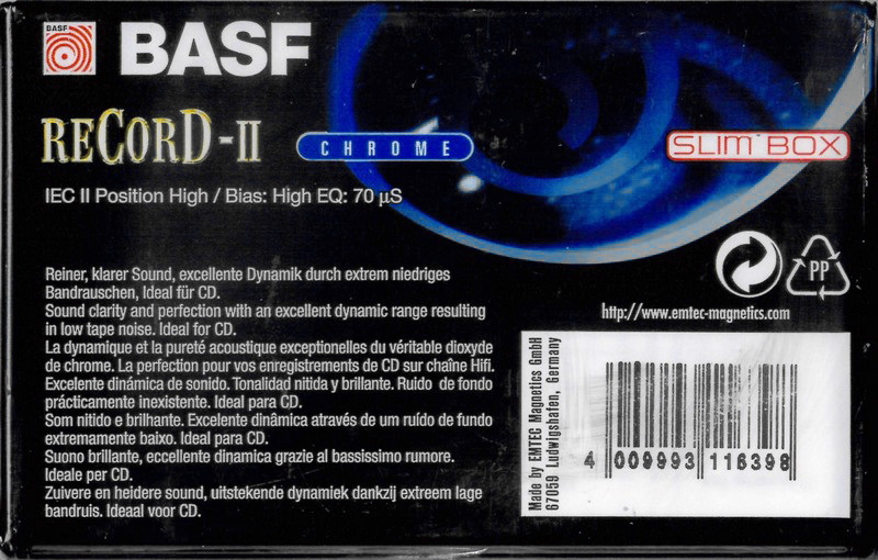 Compact Cassette BASF Record II 60 Type II Chrome 1997 Europe
