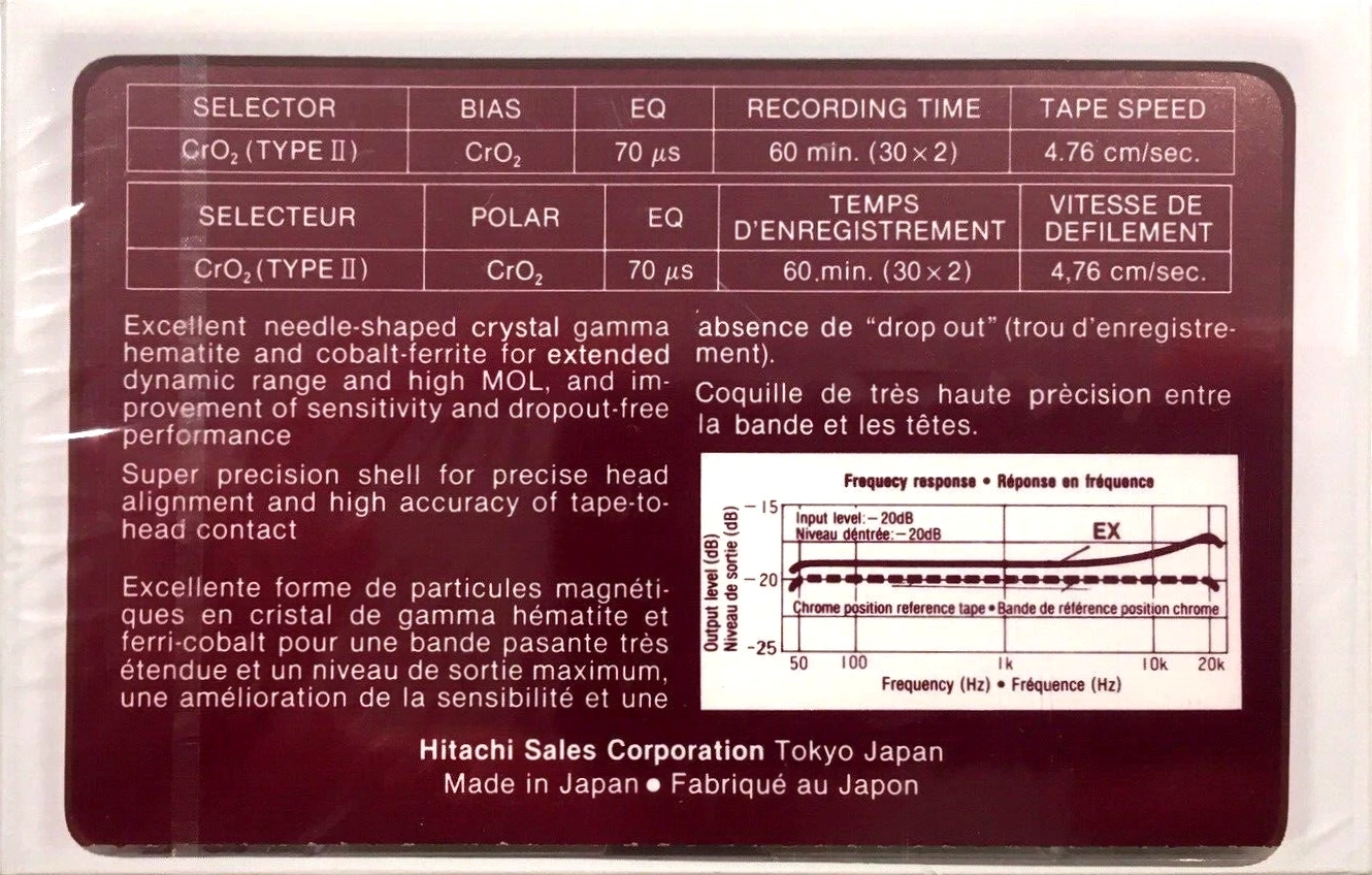 Compact Cassette Hitachi EX 60 Type II Chrome 1988 North America