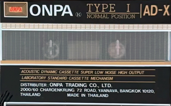 Compact Cassette ONPA AD-X 60 Type I Normal 1989 Thailand