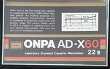 Compact Cassette ONPA AD-X 60 Type I Normal 1989 Thailand