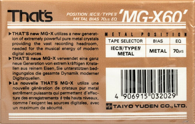 Compact Cassette: Taiyo Yuden Thats - MG-X 60