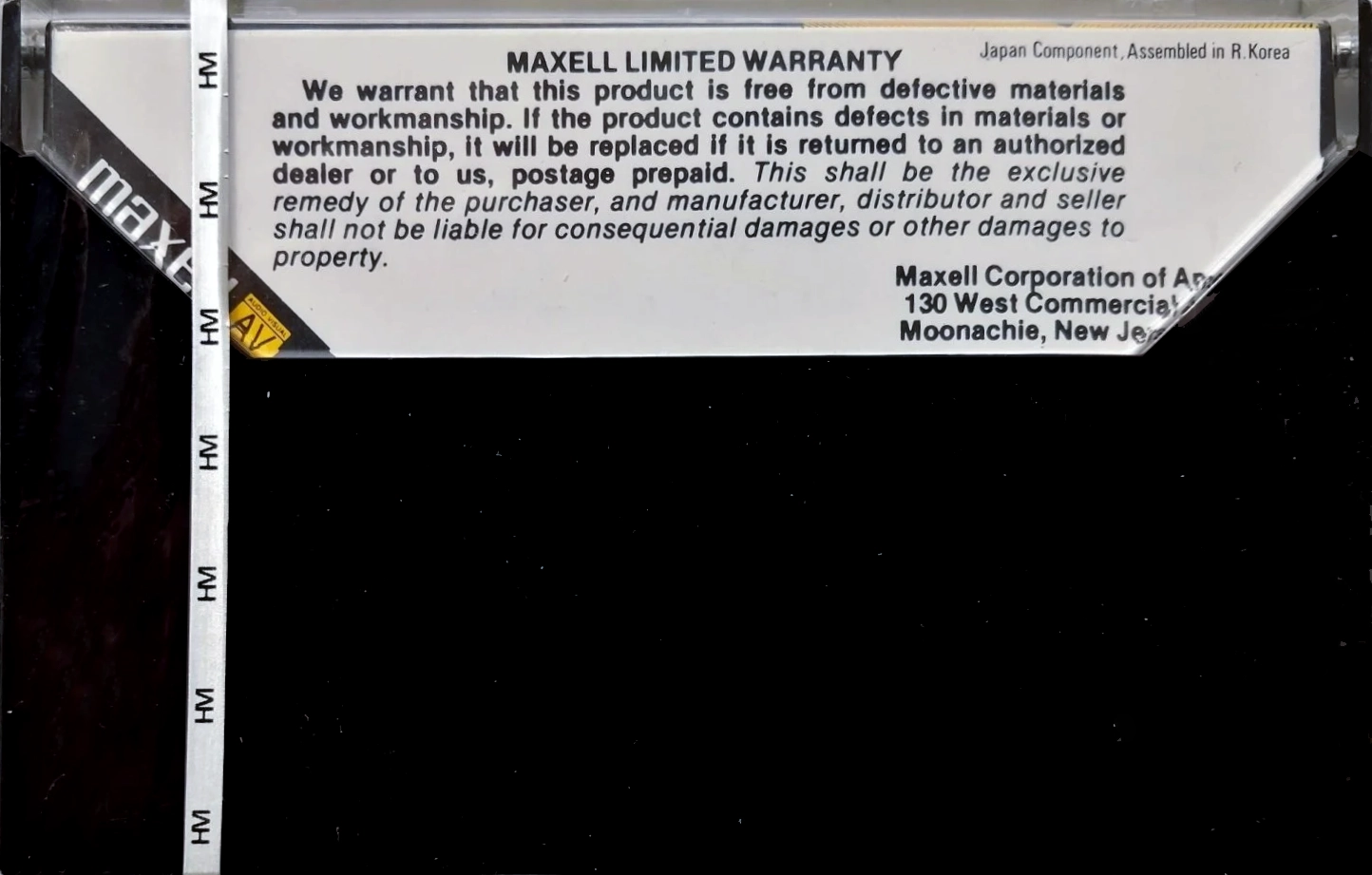 Compact Cassette Maxell AV 45 Type I Normal 1985 USA