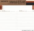 Compact Cassette Sony Metal-ES 46 Type IV Metal 1985 Europe