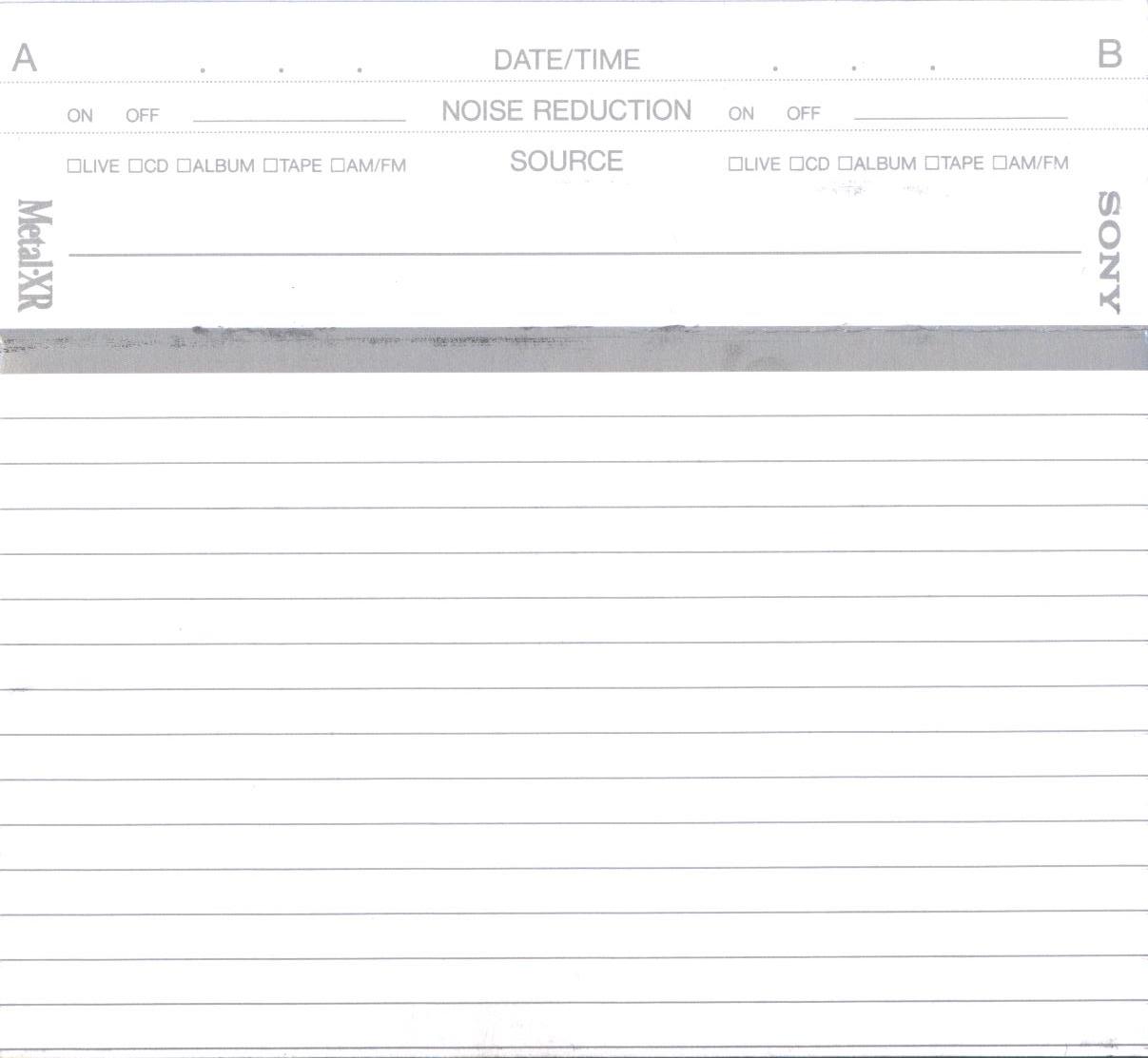 Compact Cassette Sony Metal-XR 100 "C-100 MTLXRA" Type IV Metal 1996 Europe