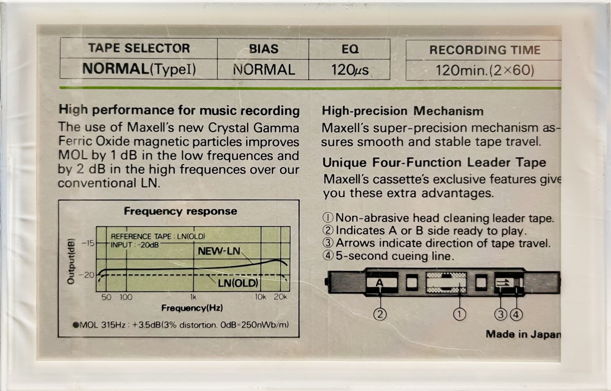 Compact Cassette Maxell LN 120 Type I Normal 1984 Europe