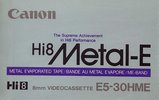 Video8, Hi8, Digital8 Canon Metal-E 30 "Hi8 P5-30HME" Type IV Metal 1991 Europe