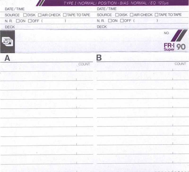 Compact Cassette Fuji FR-I Super 90 Type I Normal 1985 Europe