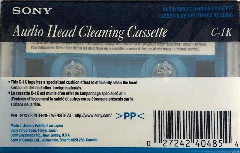 Compact Cassette Sony "C-1K" Cleaning Cassette Canada, USA