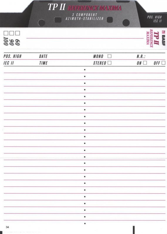 Compact Cassette BASF TP II Reference Maxima 90 Type II Chrome 1995 Europe