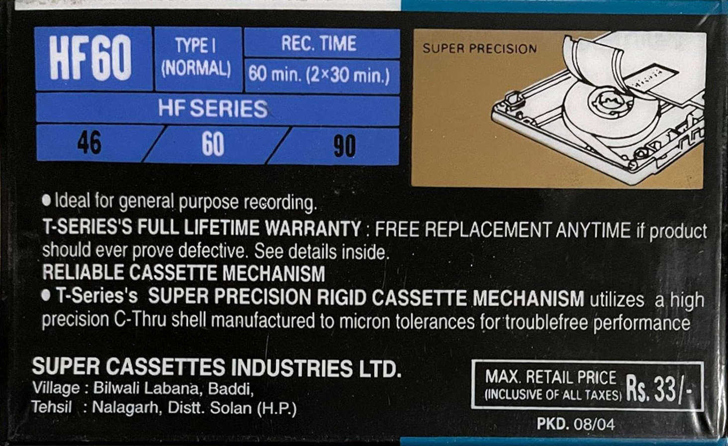 Compact Cassette T-Series HF 60 Type I Normal 1997 India