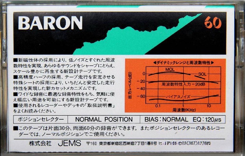 Compact Cassette Baron 60 Type I Normal 1986 Japan