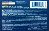 Compact Cassette TDK MA-XG 60 Type IV Metal 1986 North America