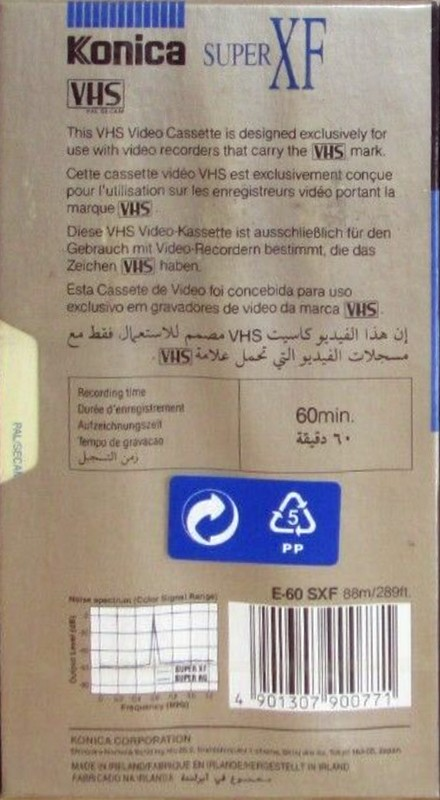 VHS, Video Home System Konica Super XF 60 "E-60 SXF" Type I Normal 1990 Worldwide
