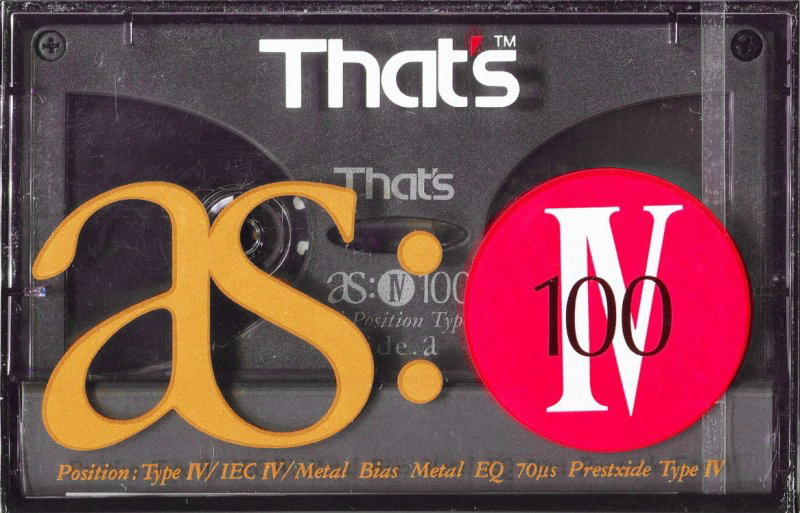 Compact Cassette Thats AS IV 100 Type IV Metal 1990 Europe