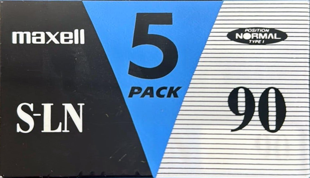 5 pack Maxell S-LN 90 Type I Normal 1993 Europe