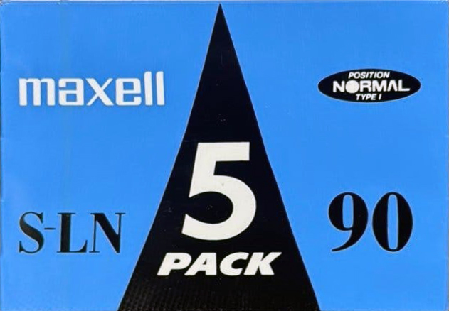 5 pack Maxell S-LN 90 Type I Normal 1993 Europe