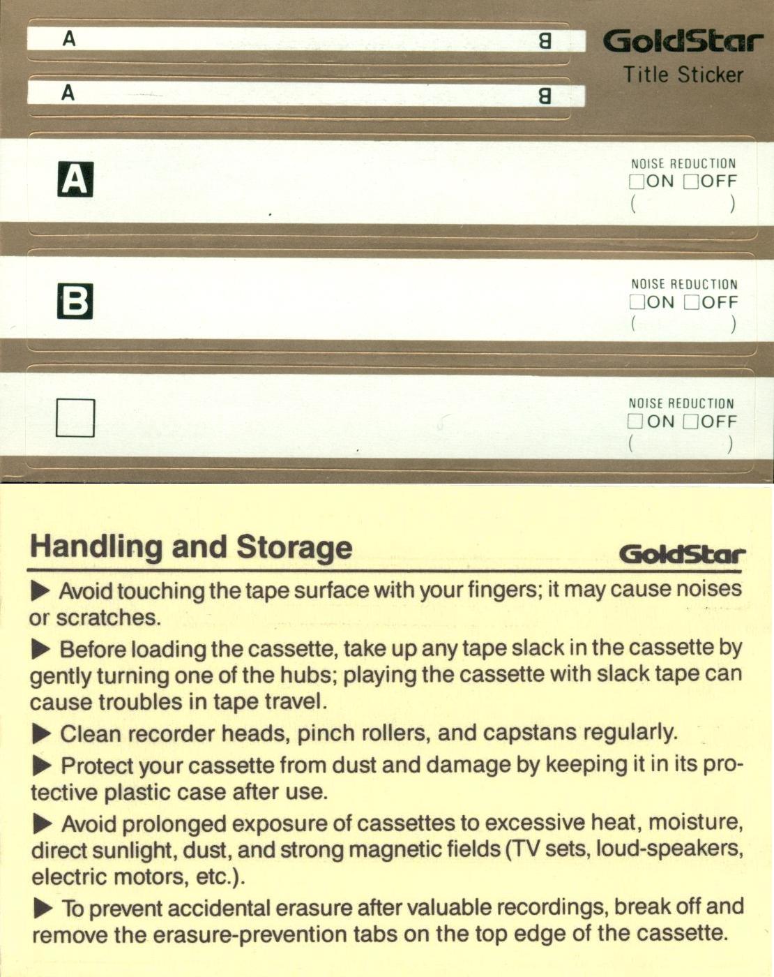 Compact Cassette Goldstar MTX 90 Type IV Metal 1987 USA