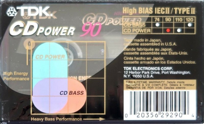 Compact Cassette TDK CD Power 90 Type II Chrome 2001 North America