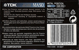 Compact Cassette TDK MA 50 "MA-50ET" Type IV Metal 1992 Europe